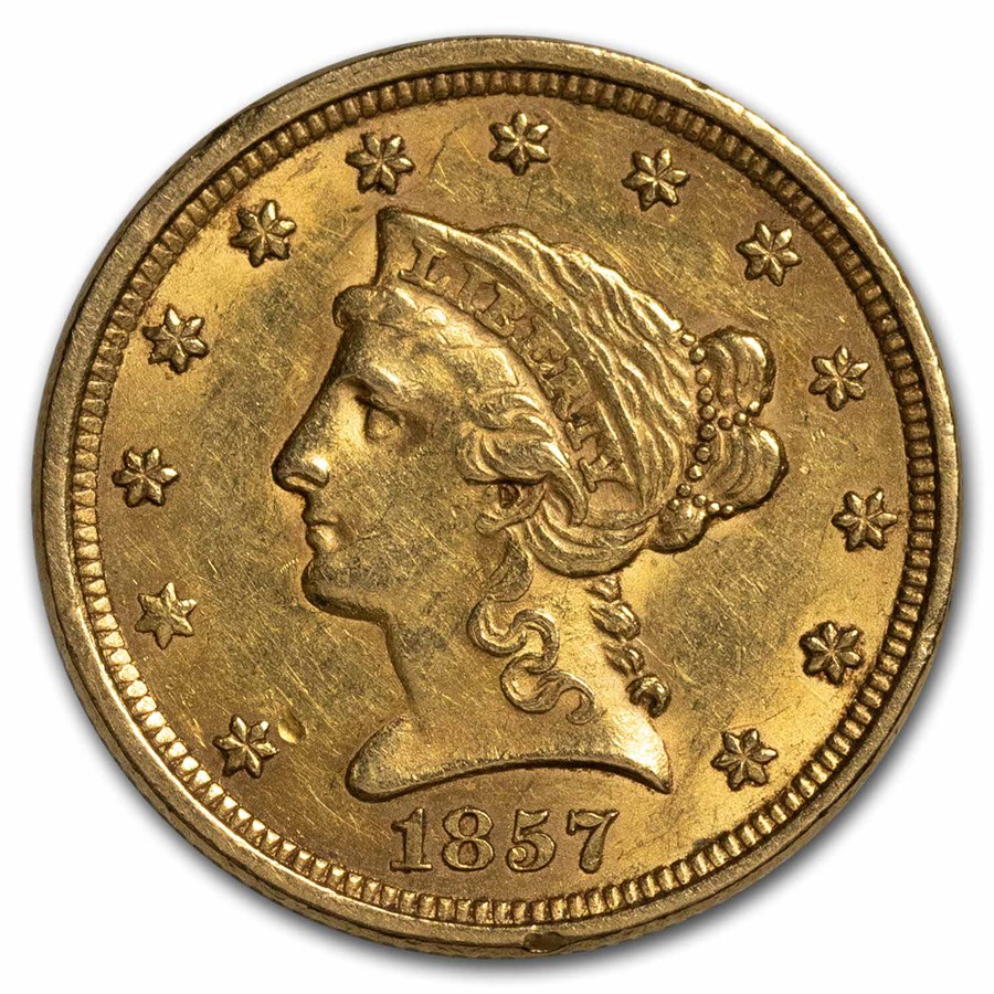 1857 $2.50 Liberty Gold Quarter Eagle AU