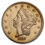 1857 $20 Liberty Gold Double Eagle AU-50 PCGS