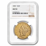 1857 $20 Liberty Gold Double Eagle AU-53 NGC