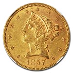 1857 $5 Liberty Gold Half Eagle MS-61 NGC