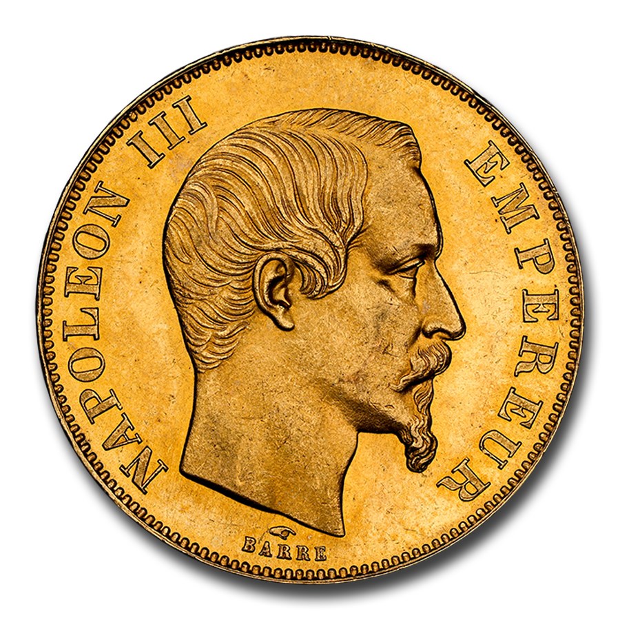 1857-A France Gold 50 Francs Napoleon III MS-64 NGC