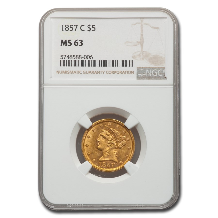 Buy 1857-C $5 Liberty Gold Half Eagle MS-63 NGC | APMEX