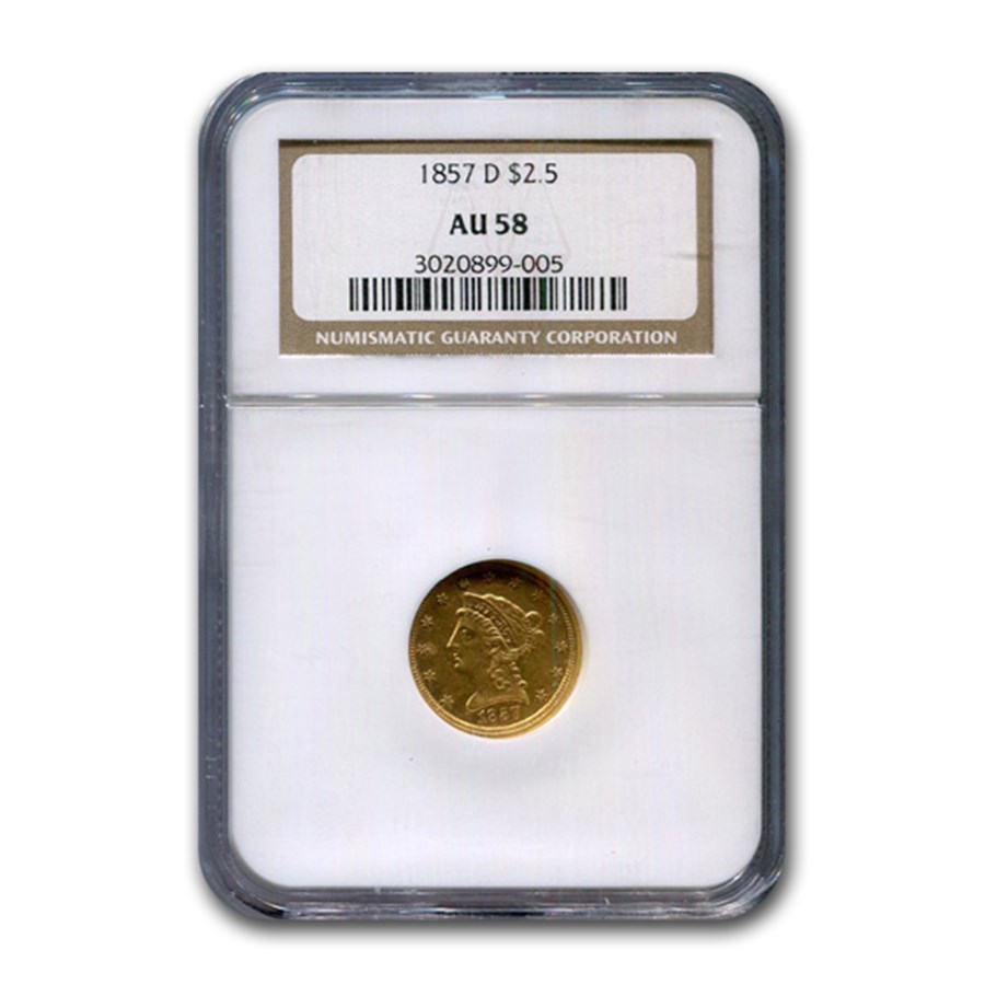 1857-D $2.50 Liberty Gold Quarter Eagle AU-58 NGC
