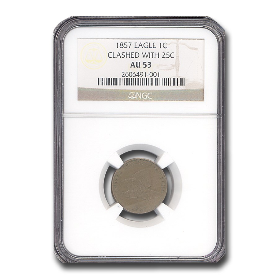 1857 Flying Eagle Cent AU-53 NGC (Clashed with 25C)