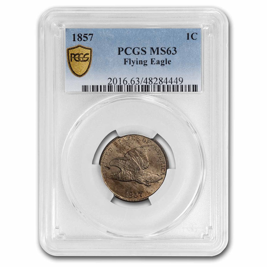 1857 Flying Eagle Cent MS-63 PCGS