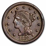 1857 Large Cent Lg Date AU