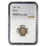 1857 Liberty Seated Dime MS-64 NGC