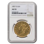 1857-O $20 Liberty Gold Double Eagle AU-55 NGC