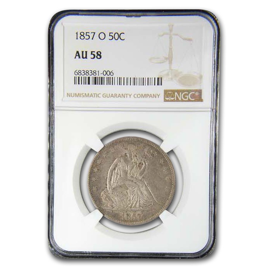 1857-O Liberty Seated Half Dollar AU-58 NGC