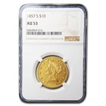 1857-S $10 Liberty Gold Eagle AU-53 NGC