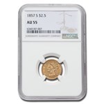 1857-S $2.50 Liberty Gold Quarter Eagle AU-55 NGC