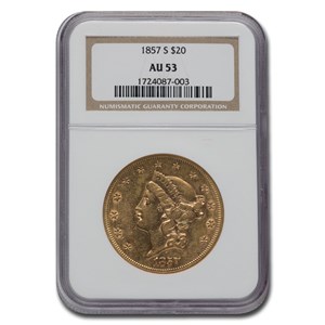 Buy 1857-S $20 Liberty Gold Double Eagle AU-53 NGC | APMEX