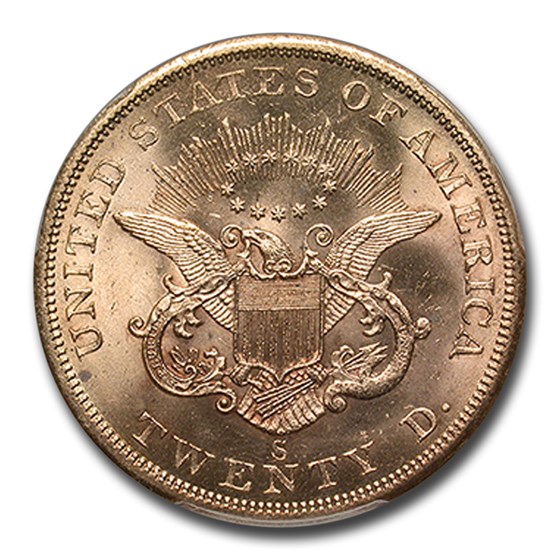 Buy 1857-S $20 Liberty Gold SS Cen Amer MS-65 Spike | APMEX