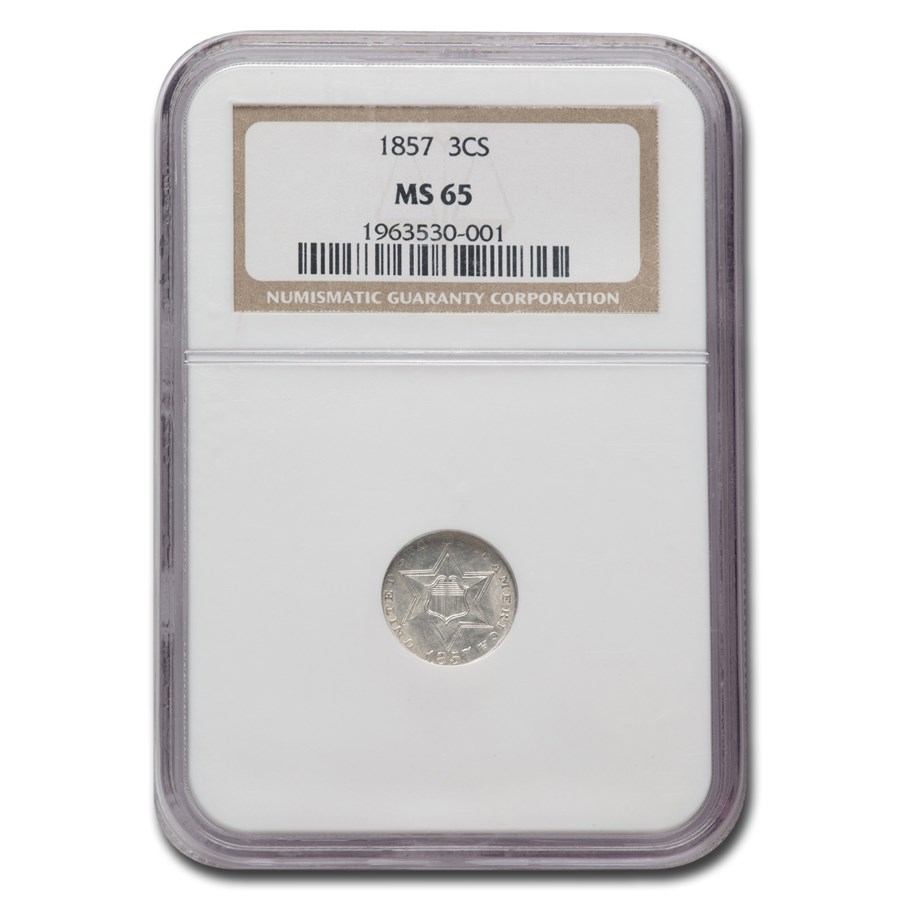 1857 Three Cent Silver MS-65 NGC