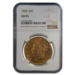 1858 $20 Liberty Gold Double Eagle AU-55 NGC