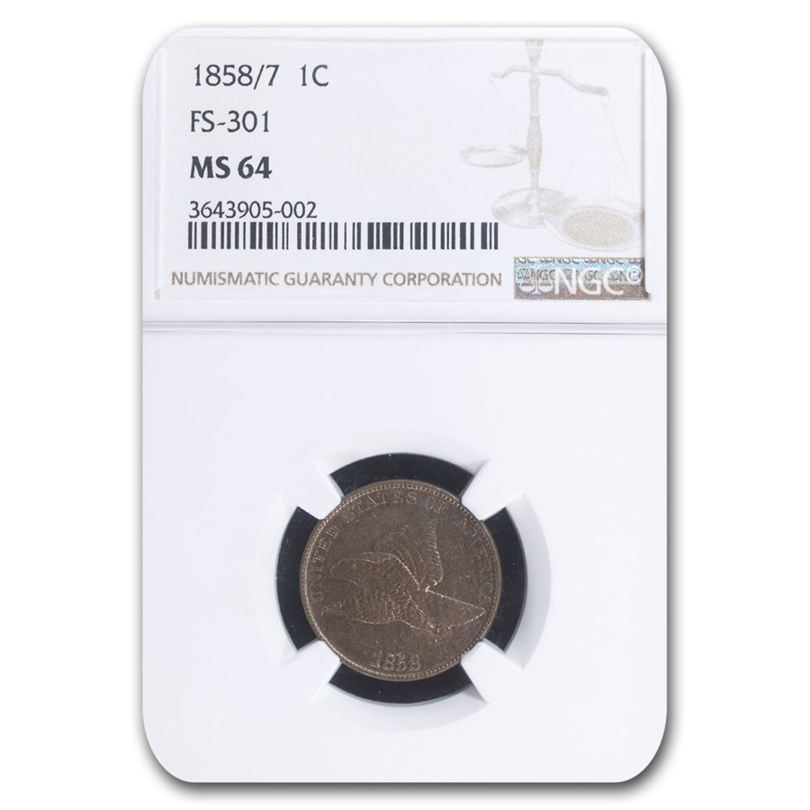 1858/7 Flying Eagle Cent MS-64 NGC (FS-301)