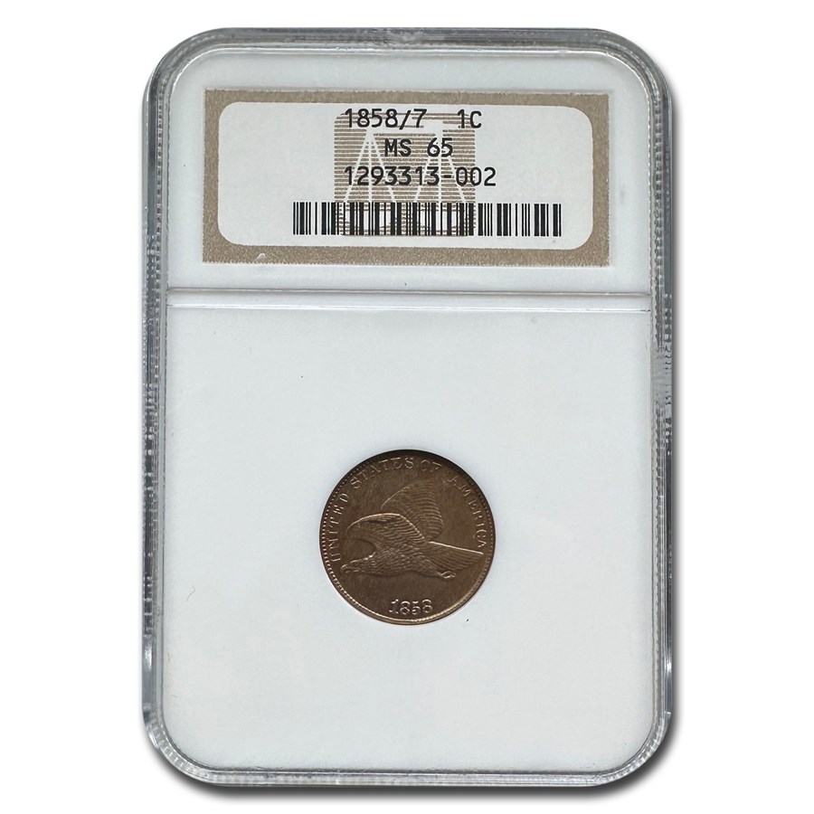 1858/7 Flying Eagle Cent MS-65 NGC