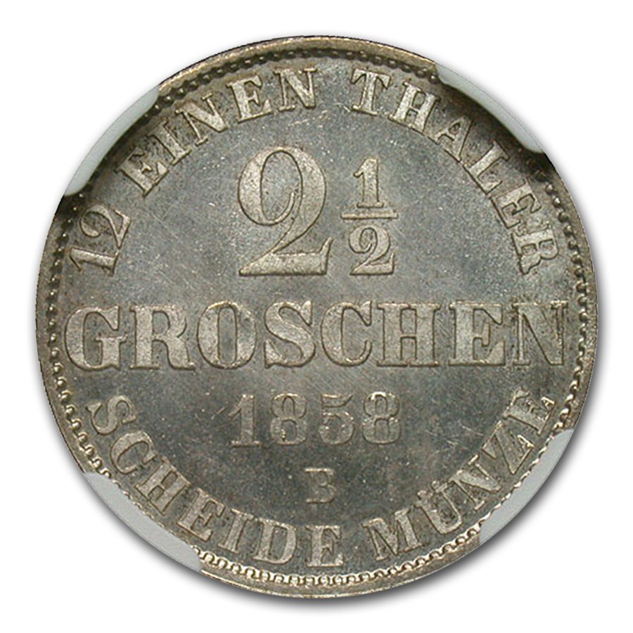 Buy 1858-B Germany 2 1/2 Groschen Oldenburg MS-66 NGC | APMEX