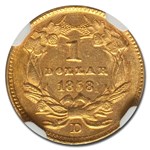 1858-D $1 Indian Head Gold MS-63 NGC