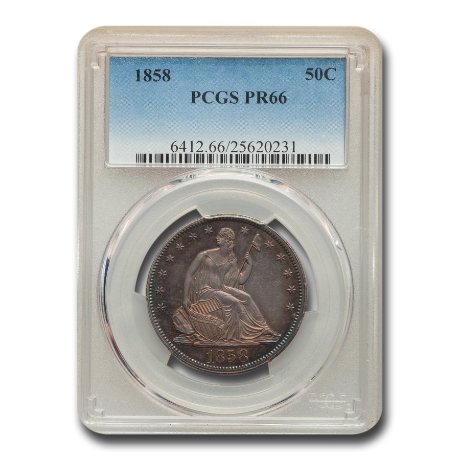 1858 Liberty Seated Half Dollar PR-66 PCGS