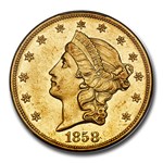 1858-O $20 Liberty Gold Double Eagle MS-61 PCGS