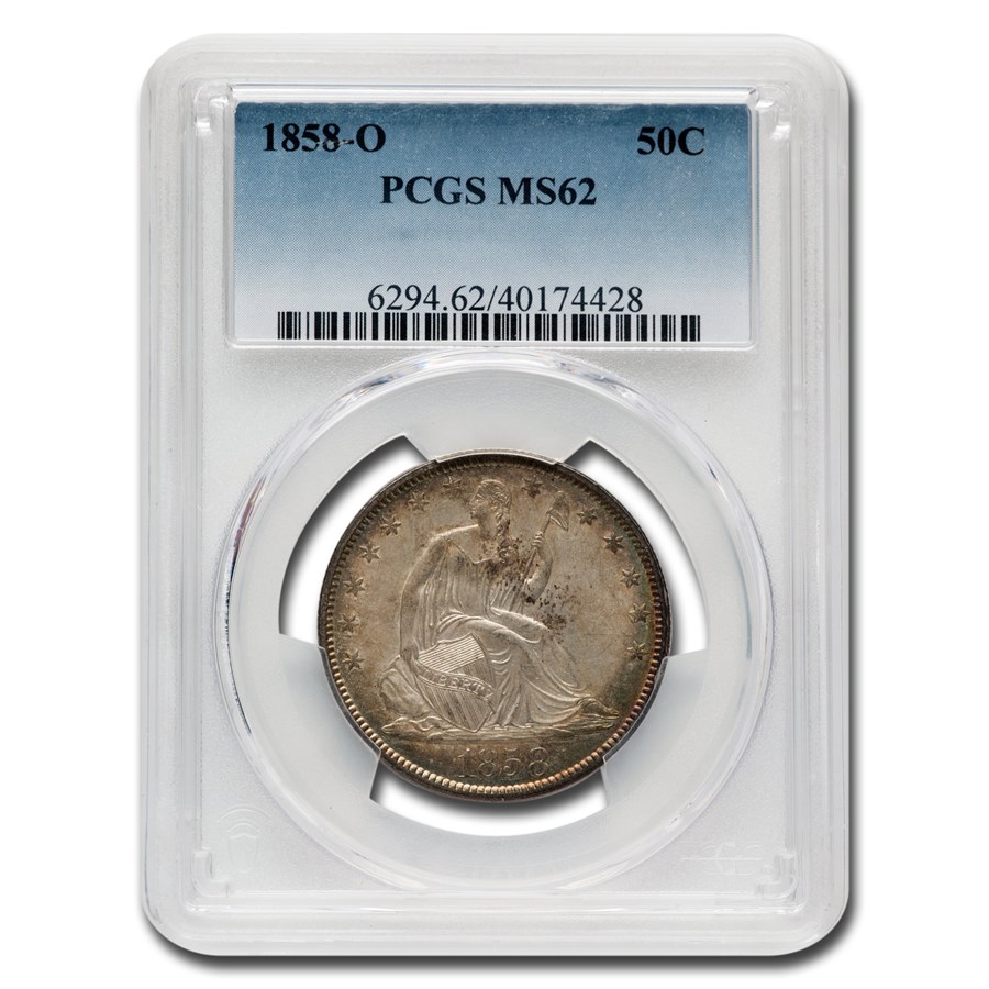 1858-O Liberty Seated Half Dollar MS-62 PCGS