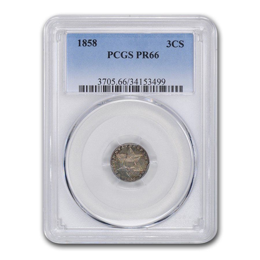 1858 Three Cent Silver PR-66 PCGS