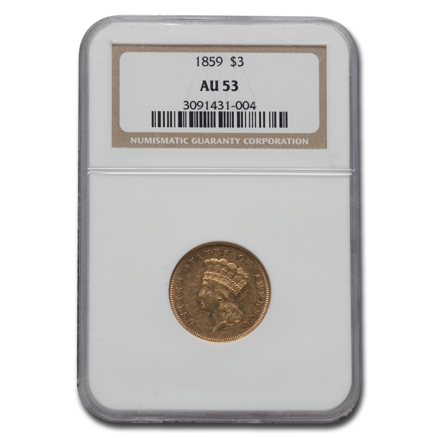 Buy 1859 $3 Gold Princess AU-53 NGC | APMEX