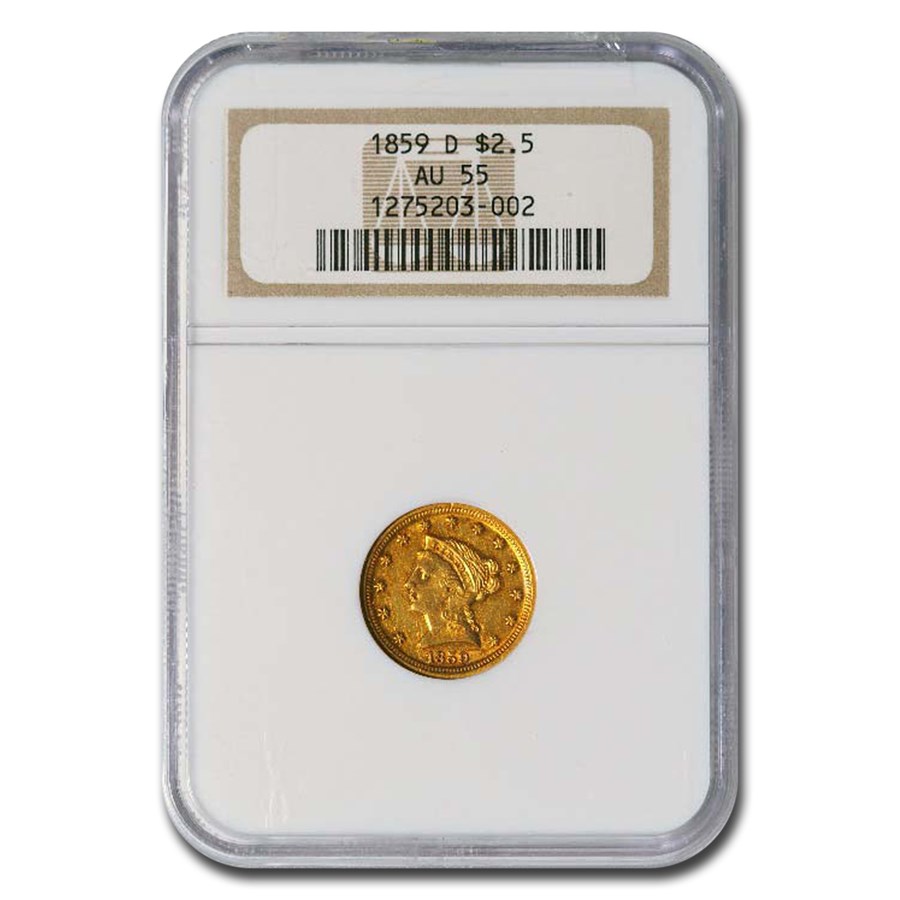 Buy 1859-D $2.50 Liberty Gold Quarter Eagle AU-55 NGC | APMEX