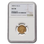 1859-D $2.50 Liberty Gold Quarter Eagle AU-58 NGC