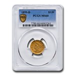 1859-D $2.50 Liberty Gold Quarter Eagle MS-60 PCGS