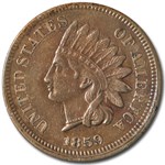 1859 Indian Head Cent AU Details (Cleaned)