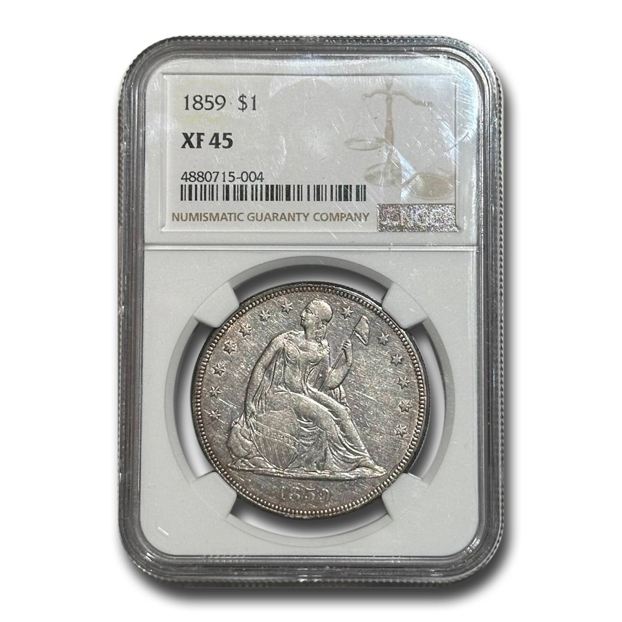 1859 Liberty Seated Dollar XF-45 NGC