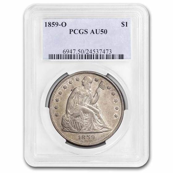 Buy 1859-O Liberty Seated Dollar AU-50 PCGS | APMEX