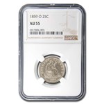 1859-O Liberty Seated Quarter AU-55 NGC