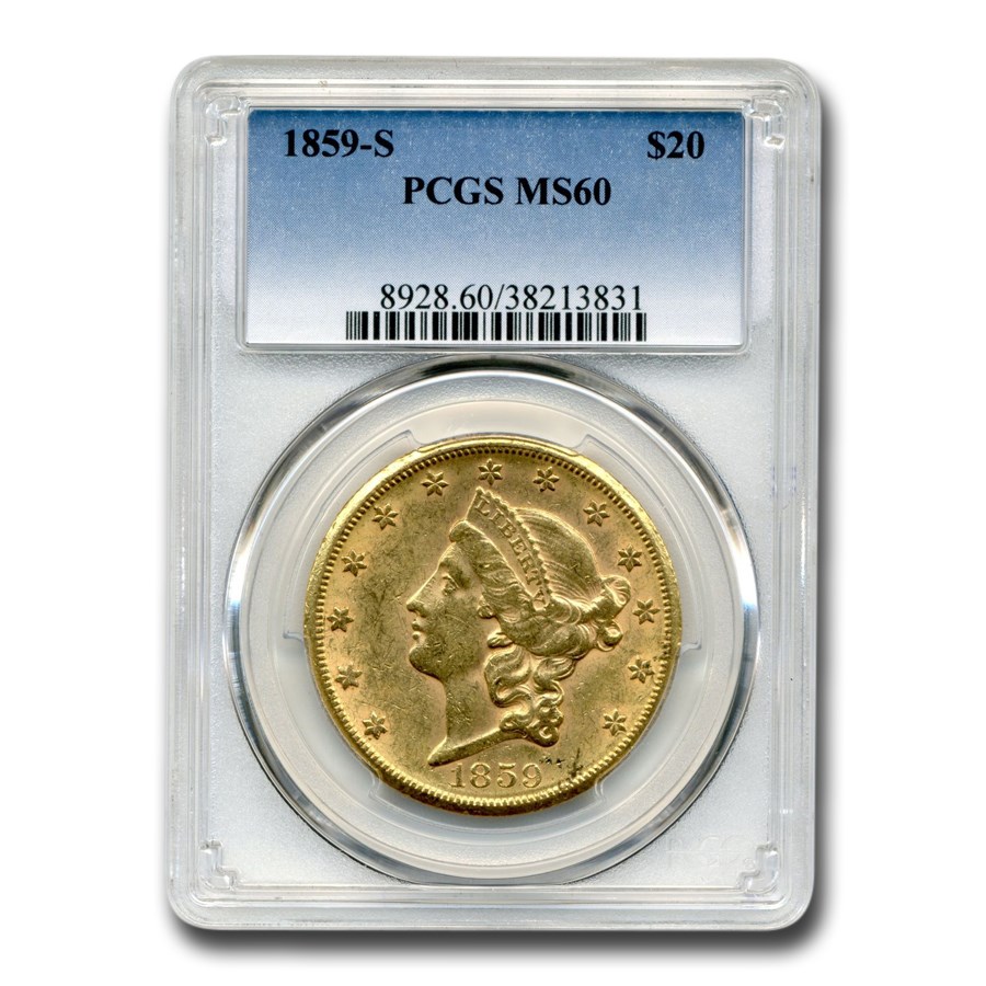 Buy 1859-S $20 Liberty Gold Double Eagle MS-60 PCGS | APMEX