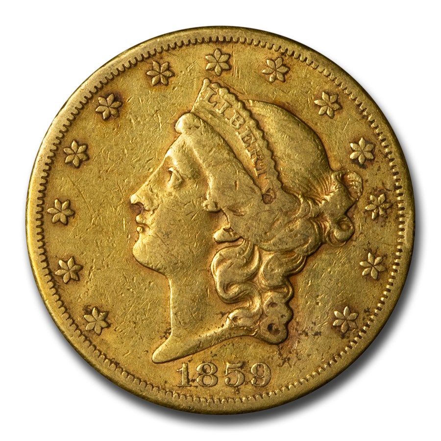 1859-S $20 Liberty Gold Double Eagle VF