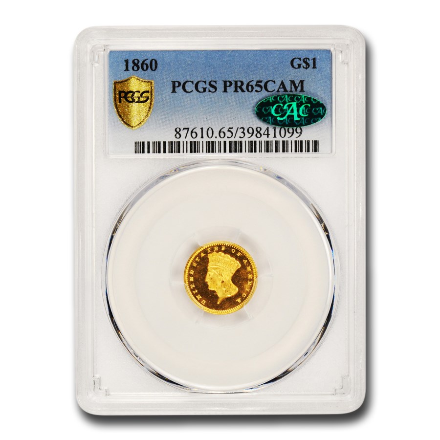 1860 $1 Indian Head Gold Dollar PR-65 Cameo PCGS CAC