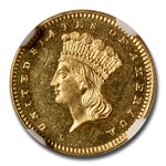 1860 $1 Indian Head Gold MS-64 NGC (PL)