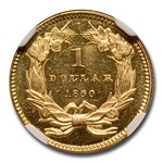 1860 $1 Indian Head Gold MS-64 NGC (PL)