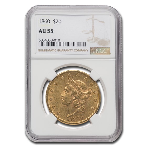 Buy 1860 $20 Liberty Gold Double Eagle AU-55 NGC | APMEX