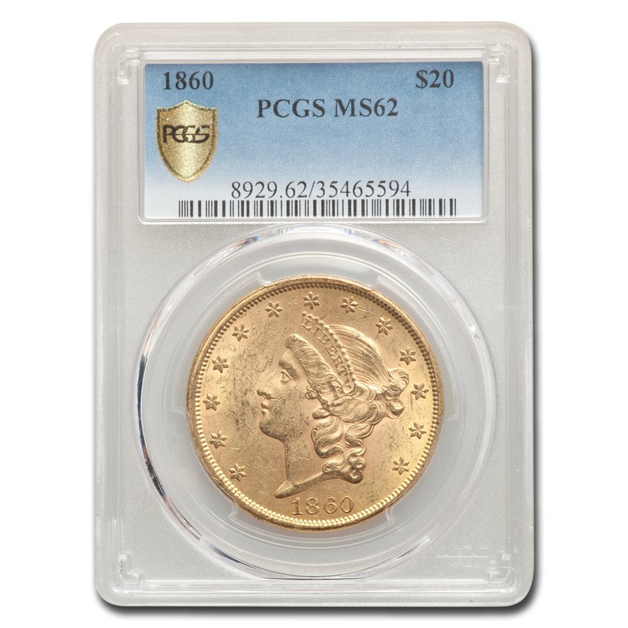 Buy 1860 $20 Liberty Gold Double Eagle MS-62 PCGS | APMEX