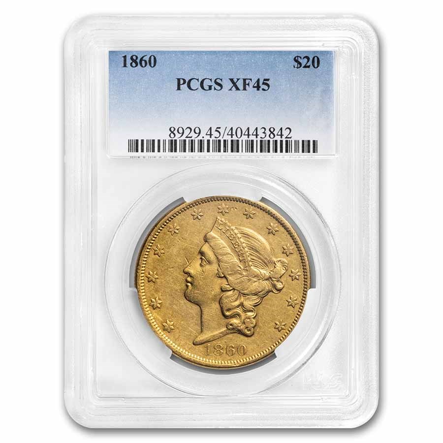 1860 $20 Liberty Gold Double Eagle XF-45 PCGS