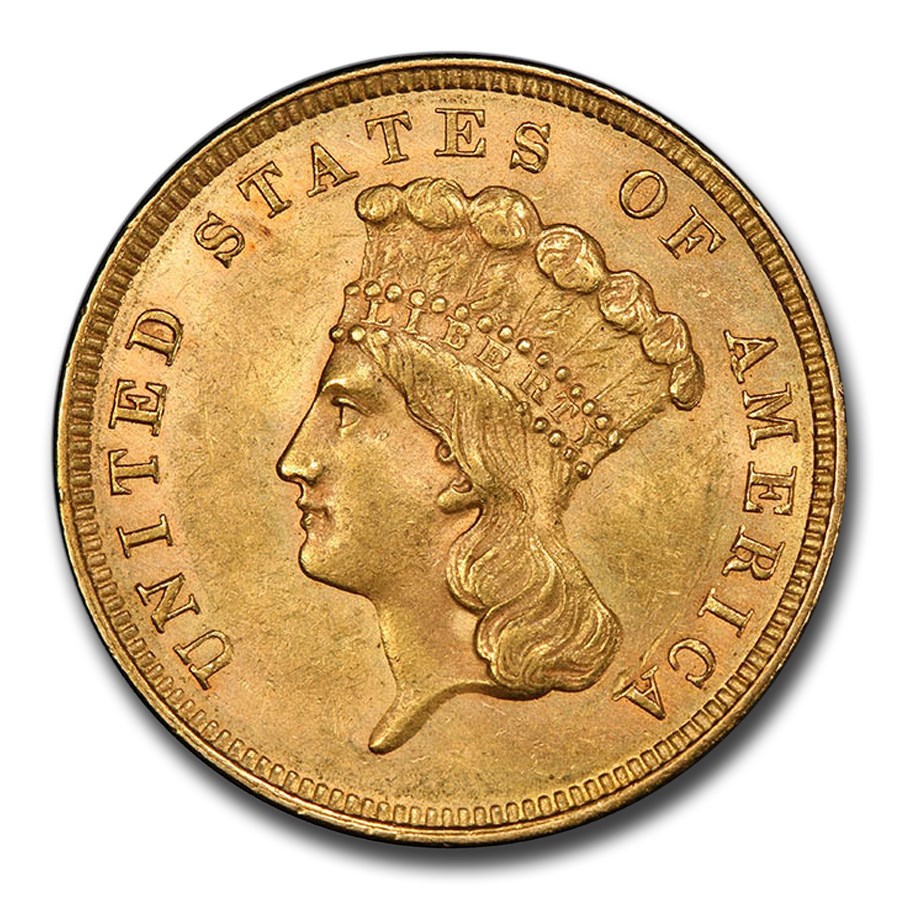 1860 $3 Gold Princess MS-62 PCGS