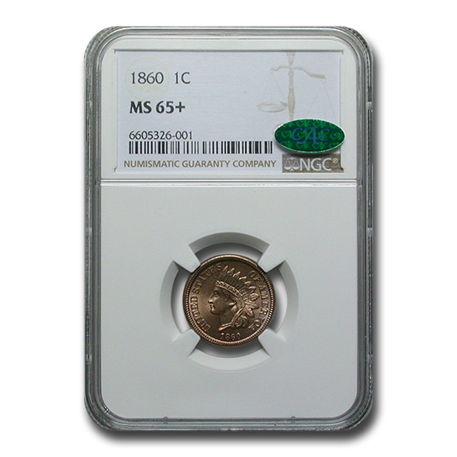 1860 Indian Head Cent MS-65+ NGC CAC