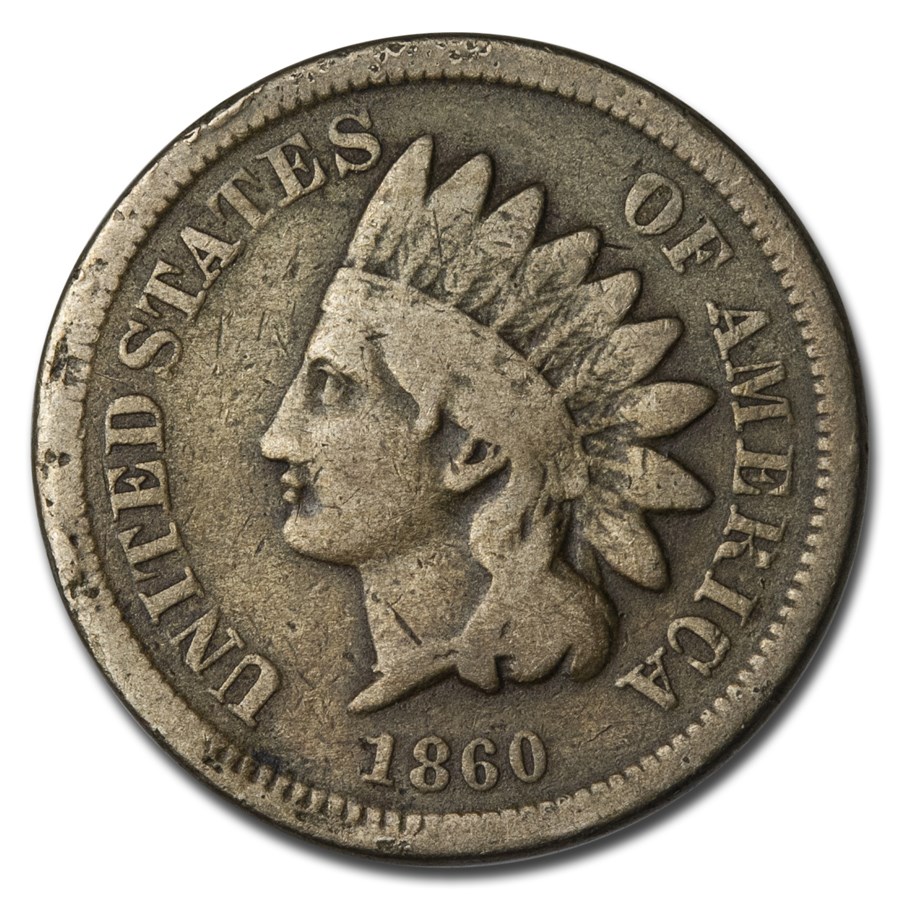 1860 Indian Head Cent Pointed Bust VG