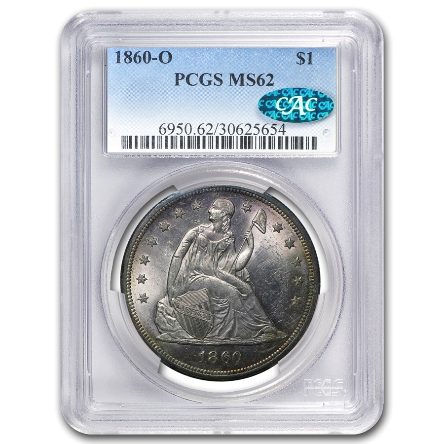 Buy 1860-O Liberty Seated Dollar MS-62 PCGS CAC | APMEX