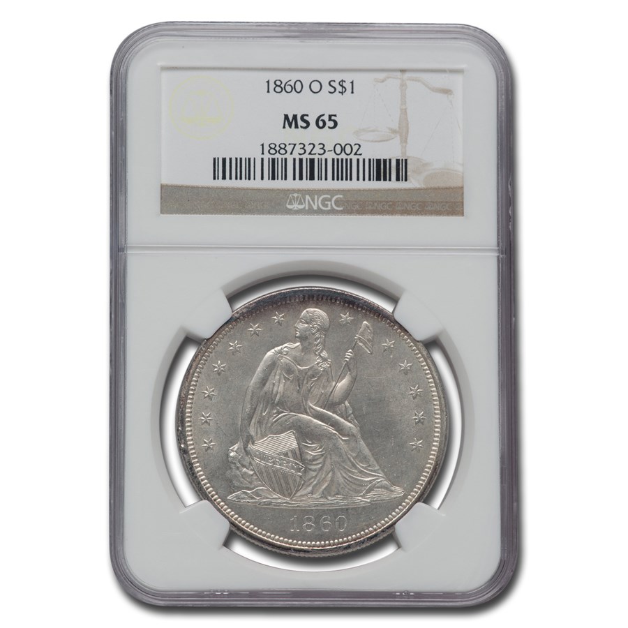 1860-O Liberty Seated Dollar MS-65 NGC