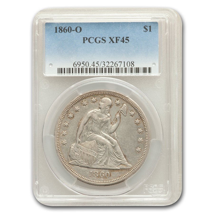 Buy 1860-O Liberty Seated Dollar XF-45 PCGS | APMEX