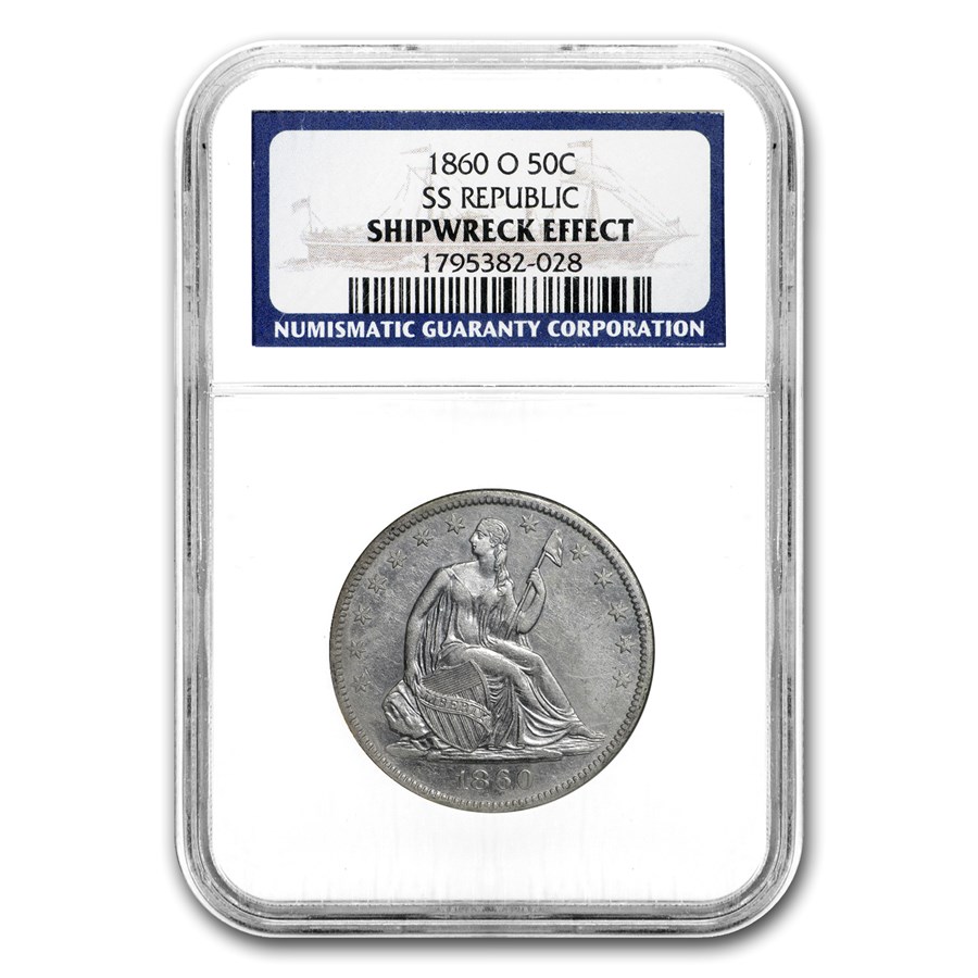 1860-O Liberty Seated Half Shipwreck Effect NGC (SS-Republic)